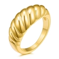 Minimalist golden croissant dome ring with a polished metallic spiral design for women and men - US 7 / Gold