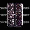 Rainbow AB crystal nail art rhinestones set in 6 sizes from SS4 to SS16 with silver base - Rainbow Silver Bottom (107)