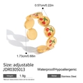 Adjustable golden stainless steel ring featuring a cute cherry motif for women - Gold Cherry Pattern Style (JDR0305013)