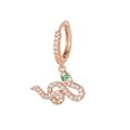 Boucles d'oreilles serpent en or rose avec zircons blancs et yeux en pierre verte - EH00744 Or Rose