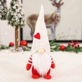 Gnome plush with white knit hat and red heart detail for holiday table decoration - Heart Decor / White Knitted Hat Gnome Ornament (D-BJ20)