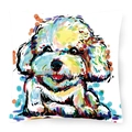 Square pillowcase featuring a colorful Bichon Frise artistic digital print illustration - Style 5