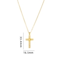 Gold cross necklace with colorful zircons and Virgin Mary relief pendant, 33mm height - Gold Jesus Cross (A236)