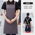 Waterproof grey canvas apron with leather accents and large pockets for commercial use - A11 Style/Cross Back / Gray