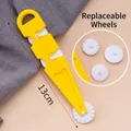 Rolling fondant cutter with 13cm yellow handle and three interchangeable gear heads - Straight Wheel Cutting Tool