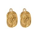 Orecchini ovali dorati con motivi a rose in rilievo in acciaio inossidabile 18K - 12*20mm / Oro