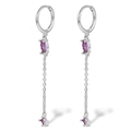 Orecchini a cerchio in argento S925 con zirconi viola a forma di goccia d'acqua - Zircone Viola - Placcato Argento