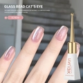 Glossy Rose Pink 01 Cat Eye Nail Polish in 10ml bottle with UV LED cured finish - Porcelain White Glass Bead 01