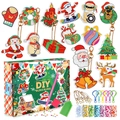 DIY Weihnachten Diamant Malerei Schlüsselanhänger Set mit Acryl Weihnachtsmann Motiven - Stil B Weihnachten Diamant Schlüsselanhänger 15Stk/Box