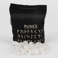 Set de 25 piedras rúnicas de cristal blanco natural con bolsa de almacenamiento de terciopelo - Cristal de roca
