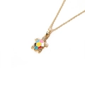 Collana dorata con ciondolo a tartaruga in smalto colorato e cristalli lucenti - Colorato