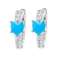 925 silver heart hoop earrings with blue gemstones and white cubic zirconia - Silver-Blue Zirconia