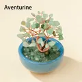 Handmade Green Aventurine crystal money tree in a light blue ceramic bowl decoration - Aventurine (Blue Ceramic Cup)
