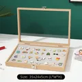 Large 35x24x5cm wood badge display case with glass lid and grey velvet lining - Large Rosewood Color (35x24x5cm)
