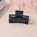 Matte dark grey rectangular hair claw clip for thick hair shown on a minimalist background - #16 Matte Navy Blue - 8.5cm / Bulk (No Packaging)