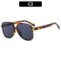 Lunettes de soleil aviateur C2 en écaille avec double pont et verres gris - Écaille avec Verres Gris