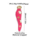 Pink pepper pendant in copper with white stars and golden dots for DIY jewelry - Pink Chili (CX137-10)