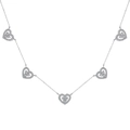 Elegant S925 sterling silver necklace with five heart charms and zircon inlays - 925 Silver / White Gold With White Zirconia