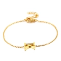 Gold stainless steel bracelet with letter K pendant encrusted with white crystals - Letter K Style (KB117698-KLB)