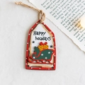 Ciondolo natalizio Modello C in legno con slitta e scritta Happy Holidays per l'albero - Stile C