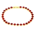 Elegant 18k gold tennis bracelet with red square-cut zircons and secure clasp - Red