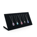 L-shaped black velvet jewelry display stand featuring five teardrop gemstone necklaces - Small Pendant Stand Black