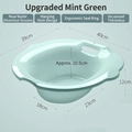 Mint green sitz bath for toilet use with specific dimensions 40x39cm and hanging hole - Deepened Nursing Basin / Green