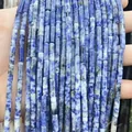 Blue and white sodalite stone cylinder beads for DIY jewelry making accessories - 4x13mm Tube/Strand / Blue Spot Jasper