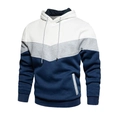 Heren streetstyle patchwork hoodie in wit, lichtgrijs en marineblauw met trekkoord - S / Wit Color Block