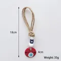 Handcrafted red Turkish evil eye charm with hemp rope and 18cm overall hanging length - Red Round