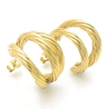 Schicke gedrehte goldene Dreifach-Creolen mit minimalistischem C-förmigem Spiral-Design - Spiralgewundener Stil (Gold KE117080-LO)