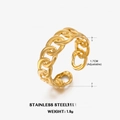 Anillo de cadena ajustable en acero inoxidable chapado en oro de 18K estilo vintage - Anillo de Cadena Dorado