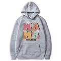 Sweat à capuche gris Mama Est 2025 style Coquette avec fleurs et poche kangourou - Gris clair