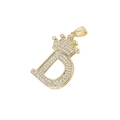 Gold plated hip hop letter D pendant with crown and micro-paved cubic zirconia - Crown Letter D
