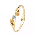 Elegant gold-plated stainless steel bangle with centered white zircon and textured beads - Golden Frosted Bead Rhinestone Style (4894576064527)