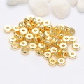 Flat round 14k gold plated spacer beads for DIY jewelry making and handmade bracelets - 10mm / 18K Gold Plated/Color Retention
