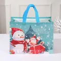 Blue Christmas snowman non-woven gift bag with snowflake patterns and blue handles - 32.5*25*17cm / Cyan Blue (Style 5)