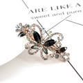 Barrette papillon or rose élégante avec pierres noires et cristaux arc-en-ciel brillants - Papillon