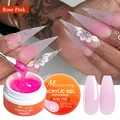 Macro shot of 02 Rose Pink acrylic gel with brush and professional nail extension detail - Rose Pink(02)