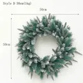 Christmas wreath with artificial pine needles and white snow effect spray in 50cm size - 50cm / Style D