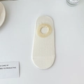 Fantasmini bianchi in cotone con silicone antiscivolo giallo sul tallone da donna - Taglia unica / Bianco con bordo giallo