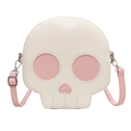 Funny skull crossbody bag in cream white and pink contrast color with heart nose design - Off White