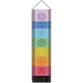 Nordic cotton linen wall hanging with seven colorful chakra symbols and black tassels - Mandala Style 3