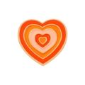 Multi-layered heart enamel pin with red orange and pink colors in a gold metal frame - Red Orange Gradient Heart