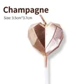 Champagne heart-shaped metallic candle with stick for birthday cake decoration 3.5x3.7cm - Diamond Heart Candle Champagne / 1 Piece / Champagne