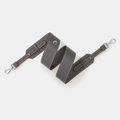 Dark grey leather wide shoulder strap with white contrast stitching and silver hardware - Grey With Silver Buckle
