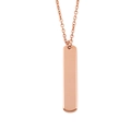 Macro detail of rose gold stainless steel rectangle bar pendant with a polished mirror finish - Rose Gold (MP298)