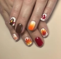 Detail von Thanksgiving-Truthahn und Ahornblatt-Nägeln zum Aufpressen für Damen - Ahornblatt Truthahn Muster Stil(CW755) / Mit Gelee-Kleber und Nagelfeile