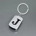 Polished silver stainless steel keychain featuring a hollowed-out letter J pendant - Polished Alphabet Letter J