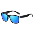 Classic black square sunglasses with vibrant blue polarized lenses for outdoor sports - Black Frame / Blue Mirrored Lens (G4)